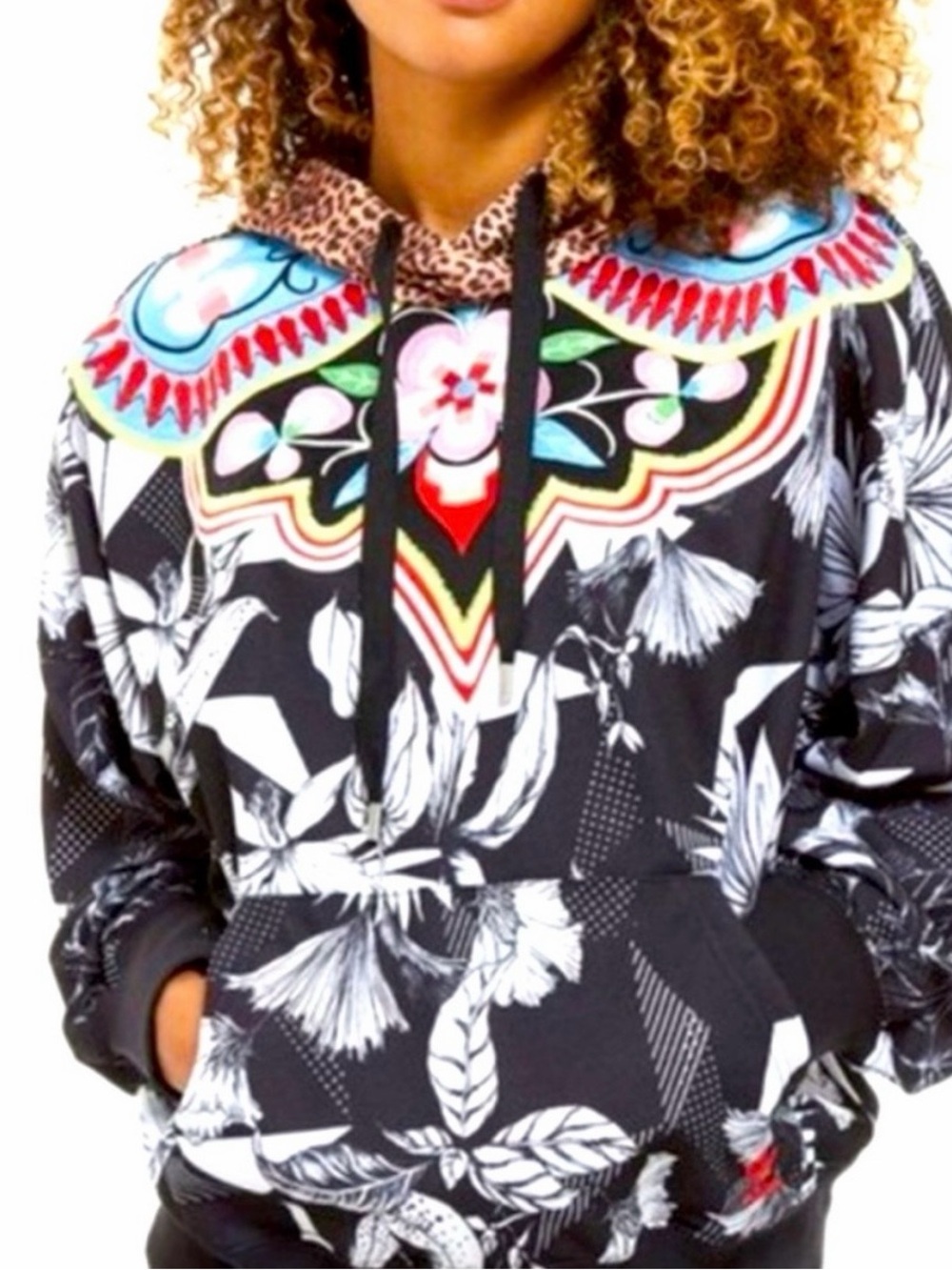 RARE Adidas x Farm Rio Passinho Botanical Leopard Floral Embroidered Hoodie M